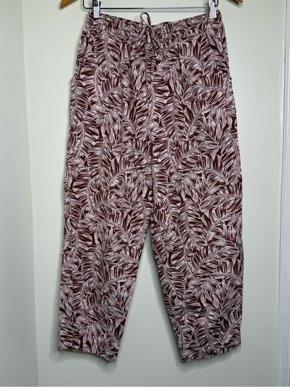 Wild Fable Botanical Tropical Leaves Print Linen Blend Pull On Pants Size Medium